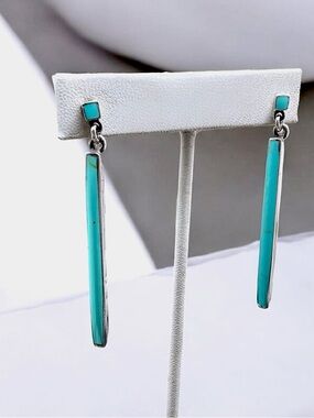 🌺Sterling & Turquoise Matchstick Eartimgs